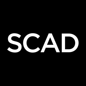 White letters SCAD Atlanta on a solid black background, highlighting the impact of the Turner Foundation scholarship.