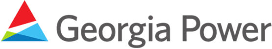 Logo of Georgia Power featuring a stylized triangular design with red and blue colors, followed by the text "Georgia Power" in black.